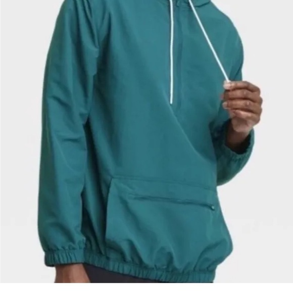 NWT-all in motion-M-teal green-hooded 1/2 zip lightweight, nylon jacket. - Picture 1 of 10